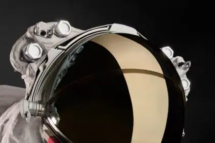 Ilustración digital que representa tecnología óptica avanzada para exploración lunar.