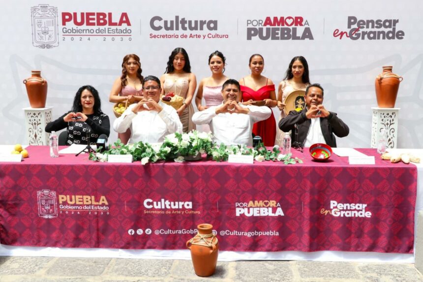 Ilustración festiva representando la Feria de Acajete 2025 con elementos culturales y ambiente familiar.