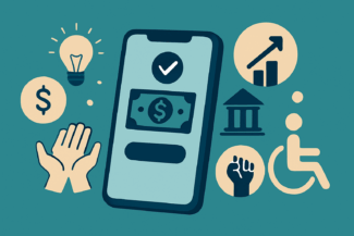 Ilustración representando inclusión financiera a través del préstamo digital