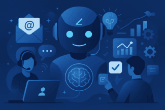 Ilustración conceptual de inteligencia artificial optimizando el servicio al cliente.